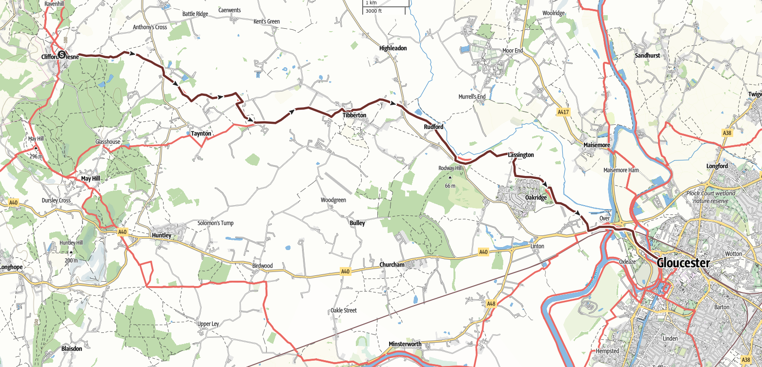 Map of the Day 1. This shows the loop from Malmesbury.